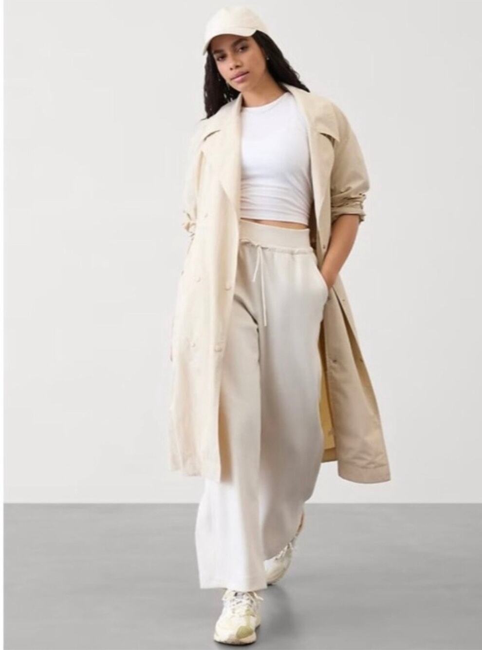 NWT Athleta Women's Luna Beige Trench Coat Dune Size XS Gorpcore